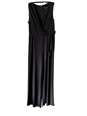 Tiana B. Black Sleeveless Wrap Jumpsuit made in USA Size 14